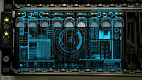 processing futuristic data animation, control panel with various gauges and indicators