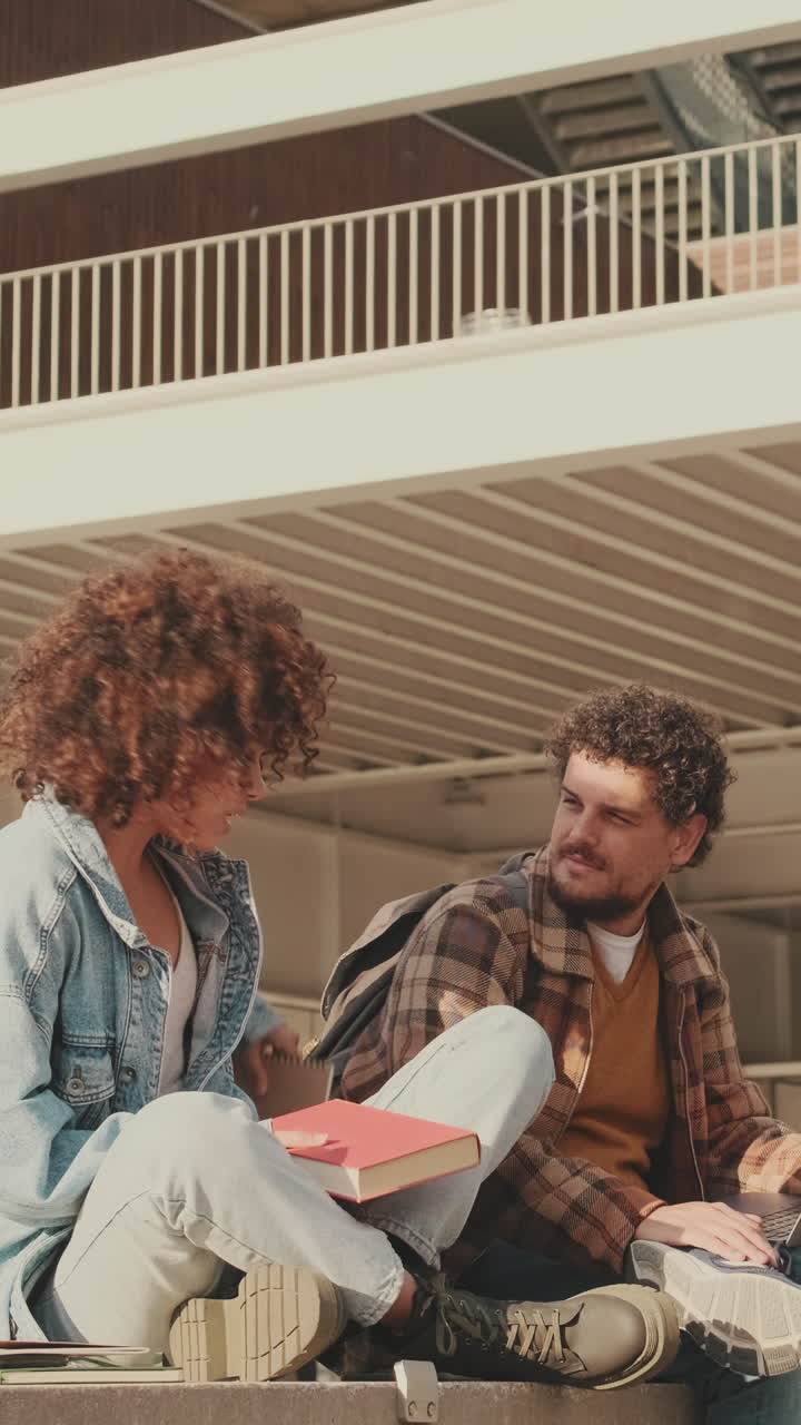 College students studying together on campus