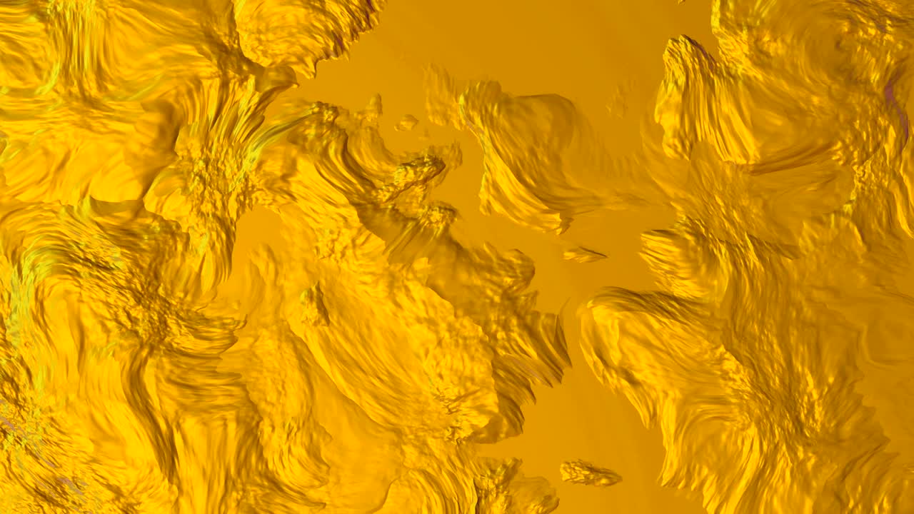 Líquido dorado abstracto con reflejos animados. Fondo animado de ondas y rizos dorados