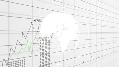 Animación-Del-Procesamiento-De-Datos-Financieros-Y-Del-Globo-Sobre-Fondo-Claro