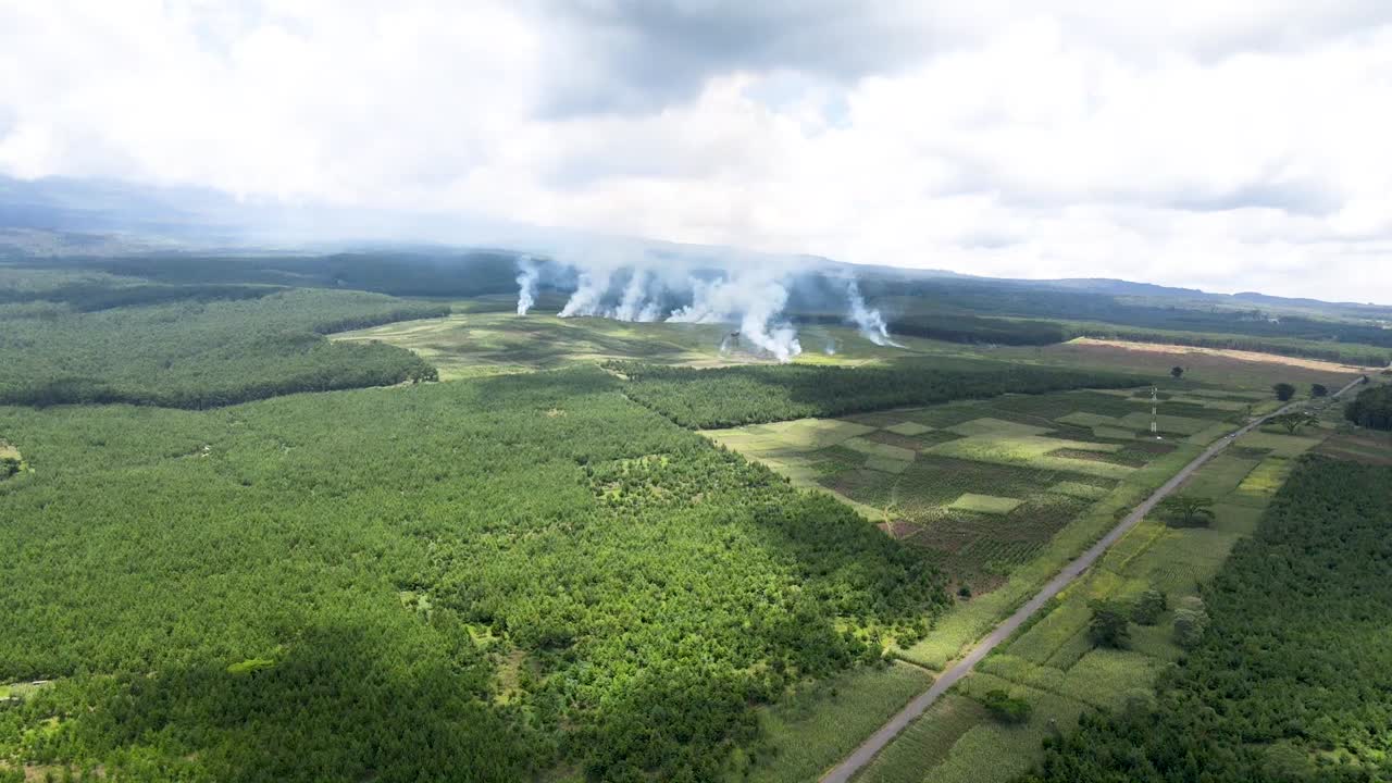 Drone view- Africa Forest- Africa  bush fire. Bush fire on slopes of mount kilimanjaro Loitokitok kenya. loitokitok bush fire. Deforestation on the forest of Loitokitok kenya. Kilimanjaro forest fire