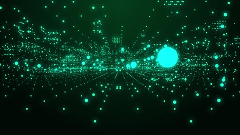 digital technology background with green dot moving forward animation looped