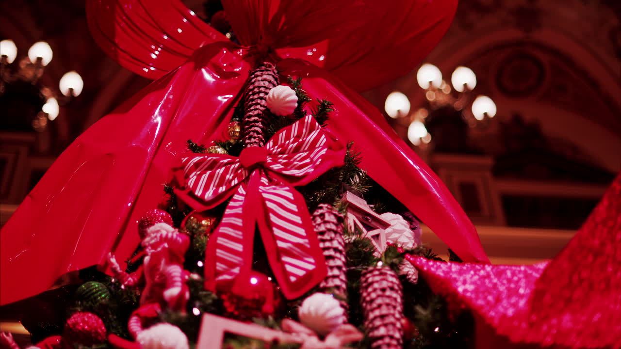 The decorated Christmas tree inside the Monte Carlo Casino in Monaco