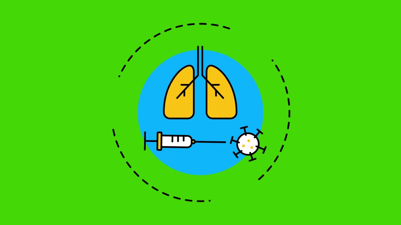 video en 4k de símbolos médicos de dibujos animados en fondo verde.