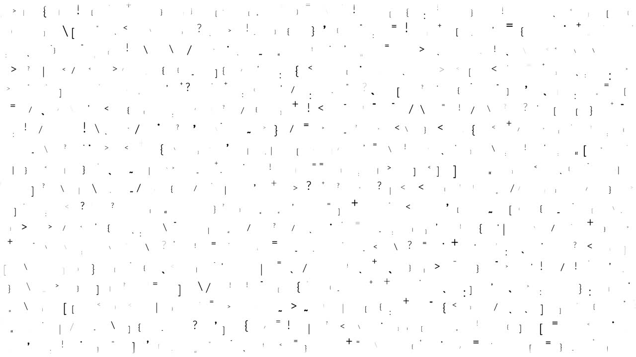 Dynamic watermark overlay, punctuation marks on white background, Seamless loop