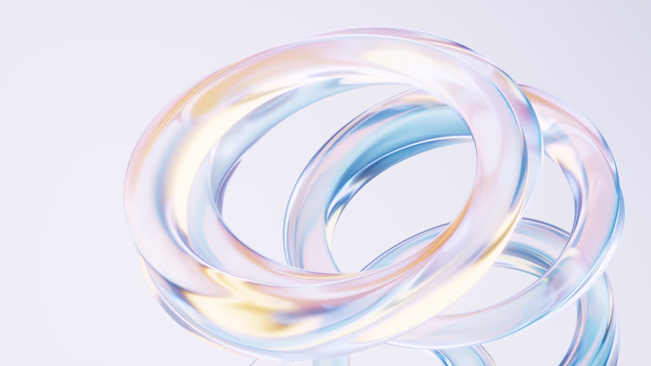 Transparent ring glass with vortex shape, 3d rendering