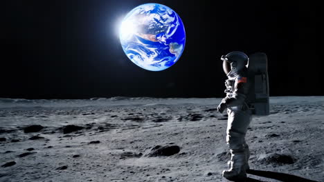 astronauta en la luna mirando a la tierra