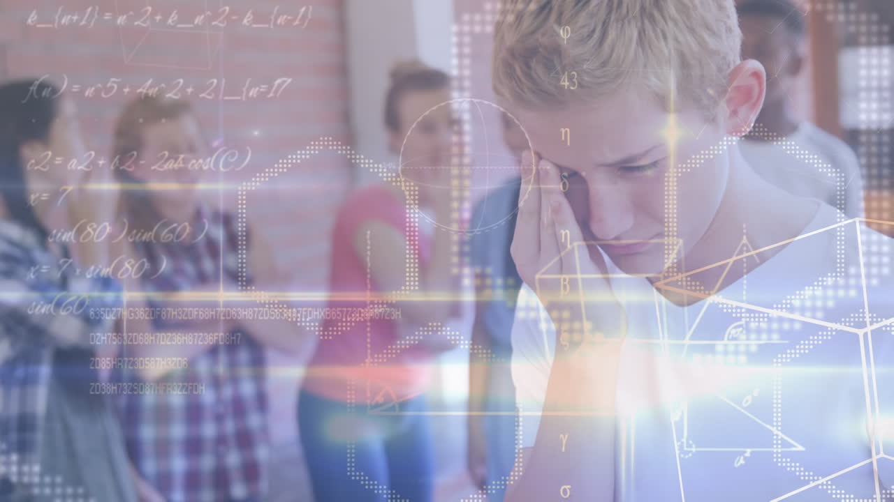 다양한 학교 학생들을 대상으로 수학 방정식의 애니메이션