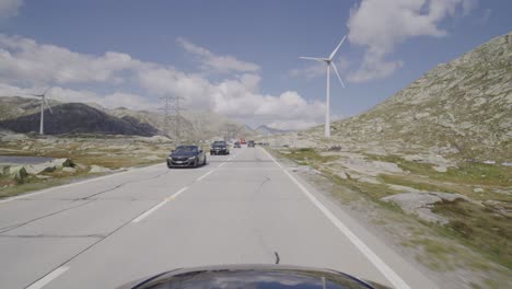 driving a car on the gotthard pass from south to north switzerland