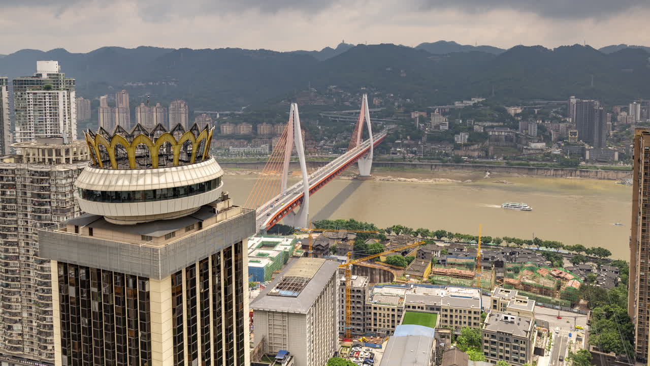 Timelapse of the amazing Chongqing city skyline from a high vantage point