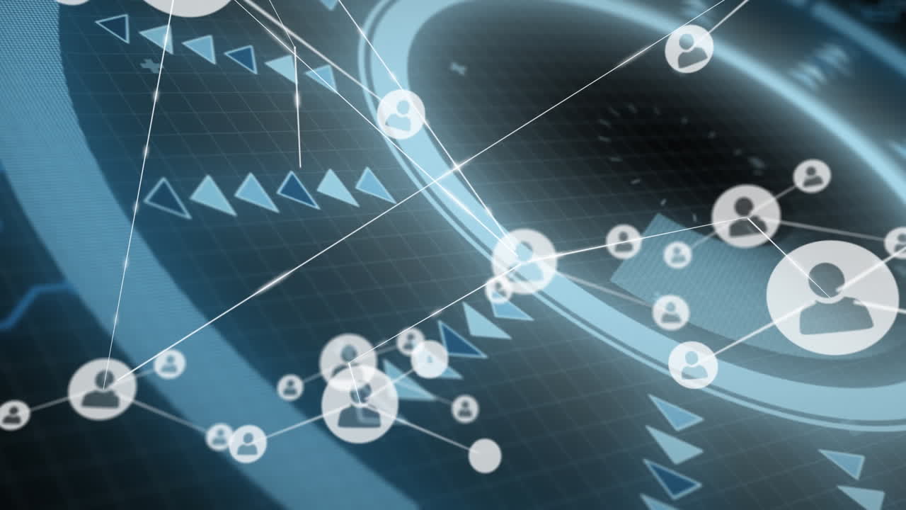 데이터 처리에 대한 아이콘으로 연결 네트워크의 애니메이션