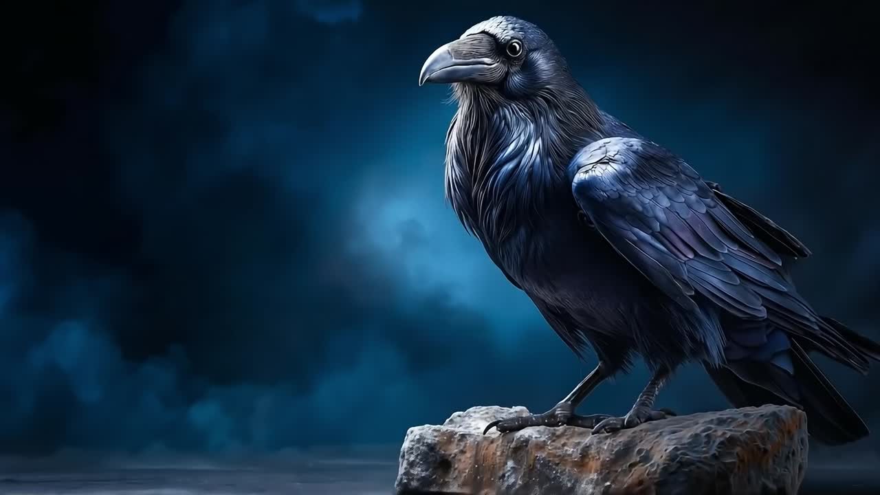 черная птица сидит на ветке дерева