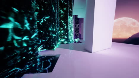 Neon Cyberpunk City Corridor