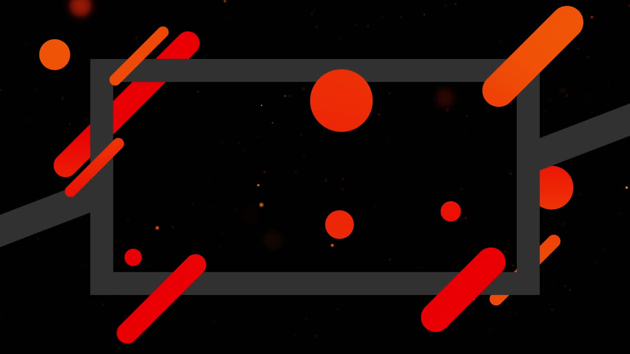 animación de un rectángulo gris con trazos naranjas sobre manchas naranjas brillantes en el fondo