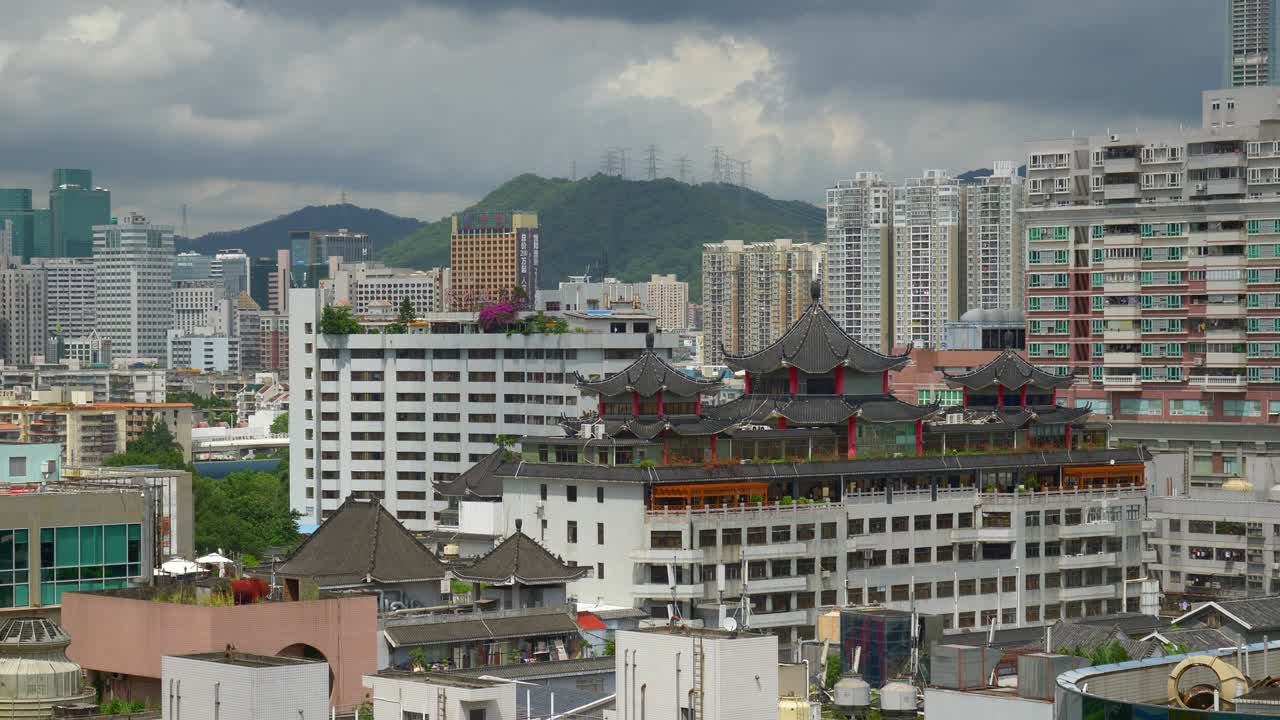 paisaje de la ciudad de shenzen hora del día panorama en el techo 4k china