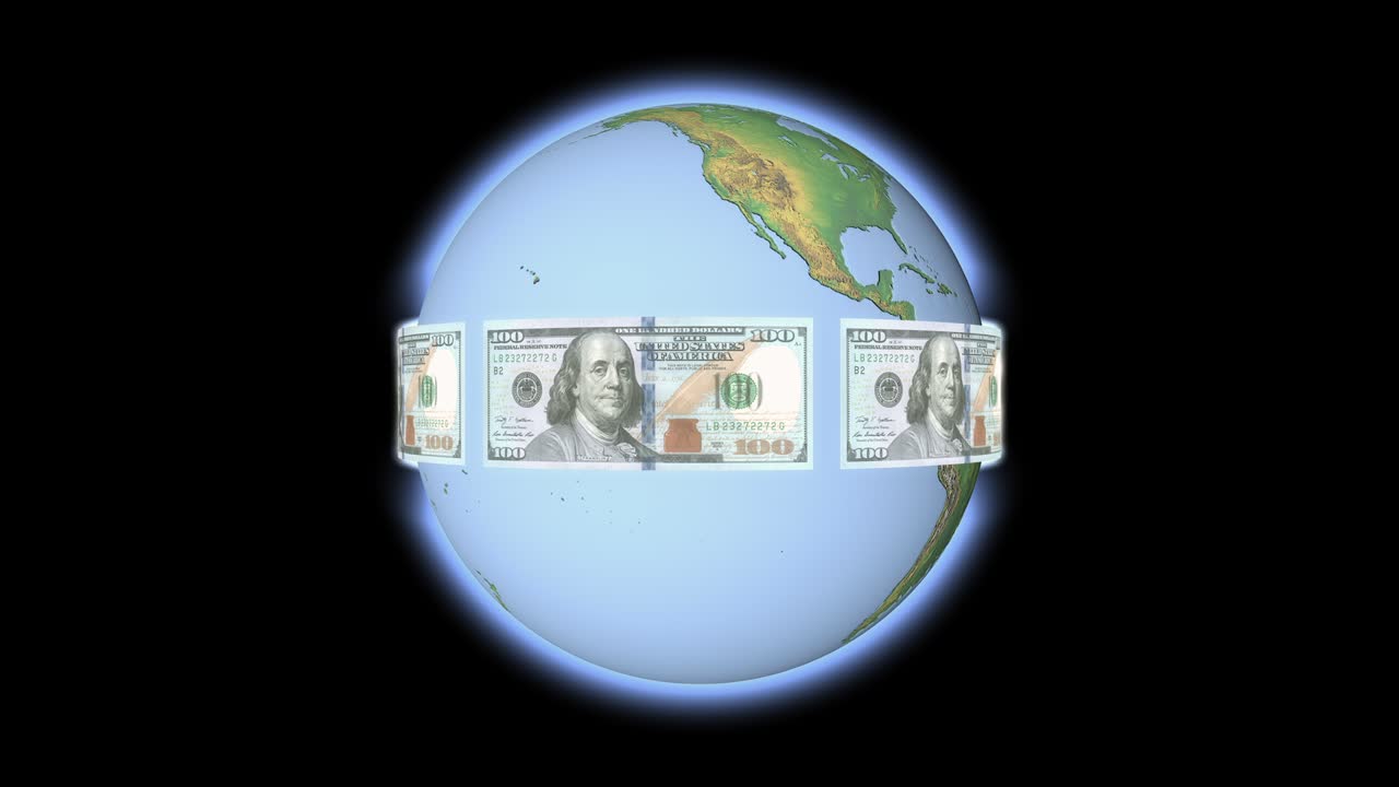 미국 달러는 지구를 돌고 있습니다.