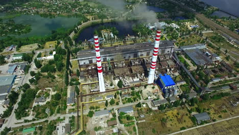 Thermal-power-plant-aggregate-with-high-smokestacks