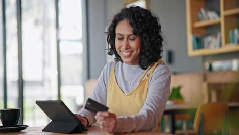 Tablet,-credit-card-and-woman-in-restaurant