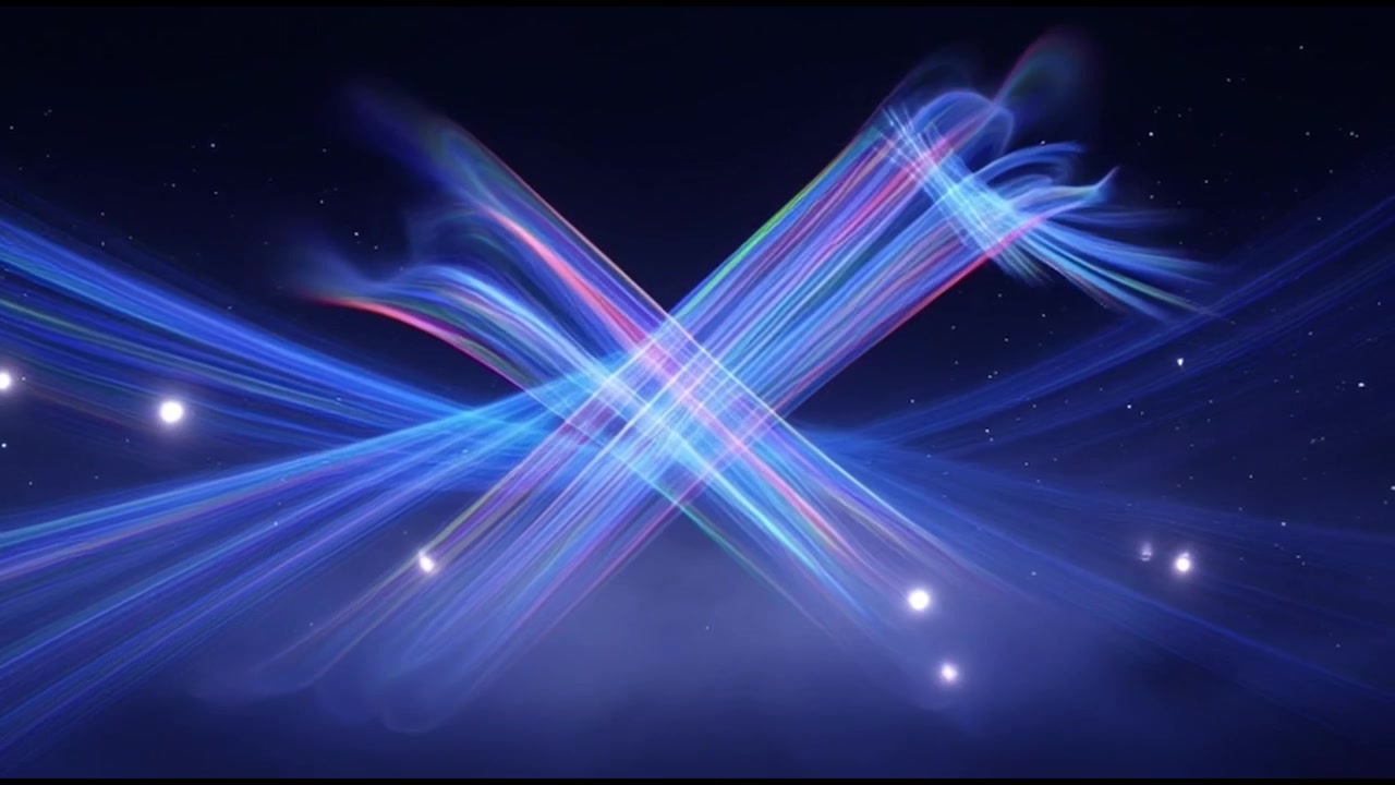 Abstract Motion Graphics Featuring Glowing Blue Light Trails