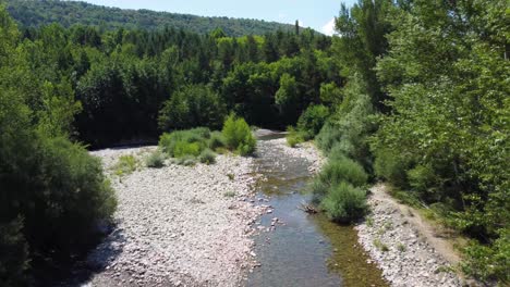 drone view of a mountain river