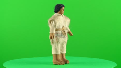 Man-Male-Chihuahua-Tarahumara-Otomi-traditional-handmade-handcraft-doll-toy-latin-mexican-mexico-in-a-turntable-with-green-screen-for-background-removal-3d