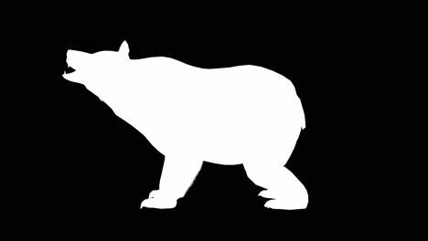 a brown bear howling on black background with alpha channel included at the end of the video, 3d animation, side view, animated animals, seamless loop animation