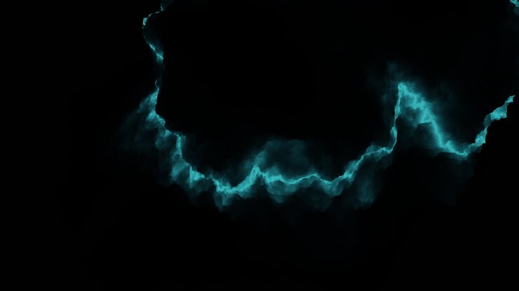 Nuvole blu drammatiche e fluttuanti futuristiche su cielo scuro
