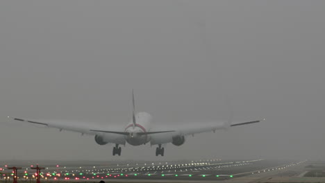 airplane landing in dense fog