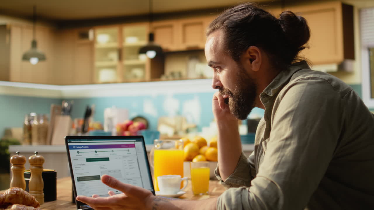 Man arguing with call center agent for delivery delay or lost package
