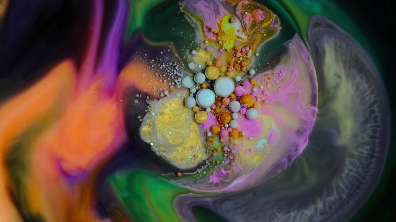 pintura colorida y burbujas fondo abstracto video 4k