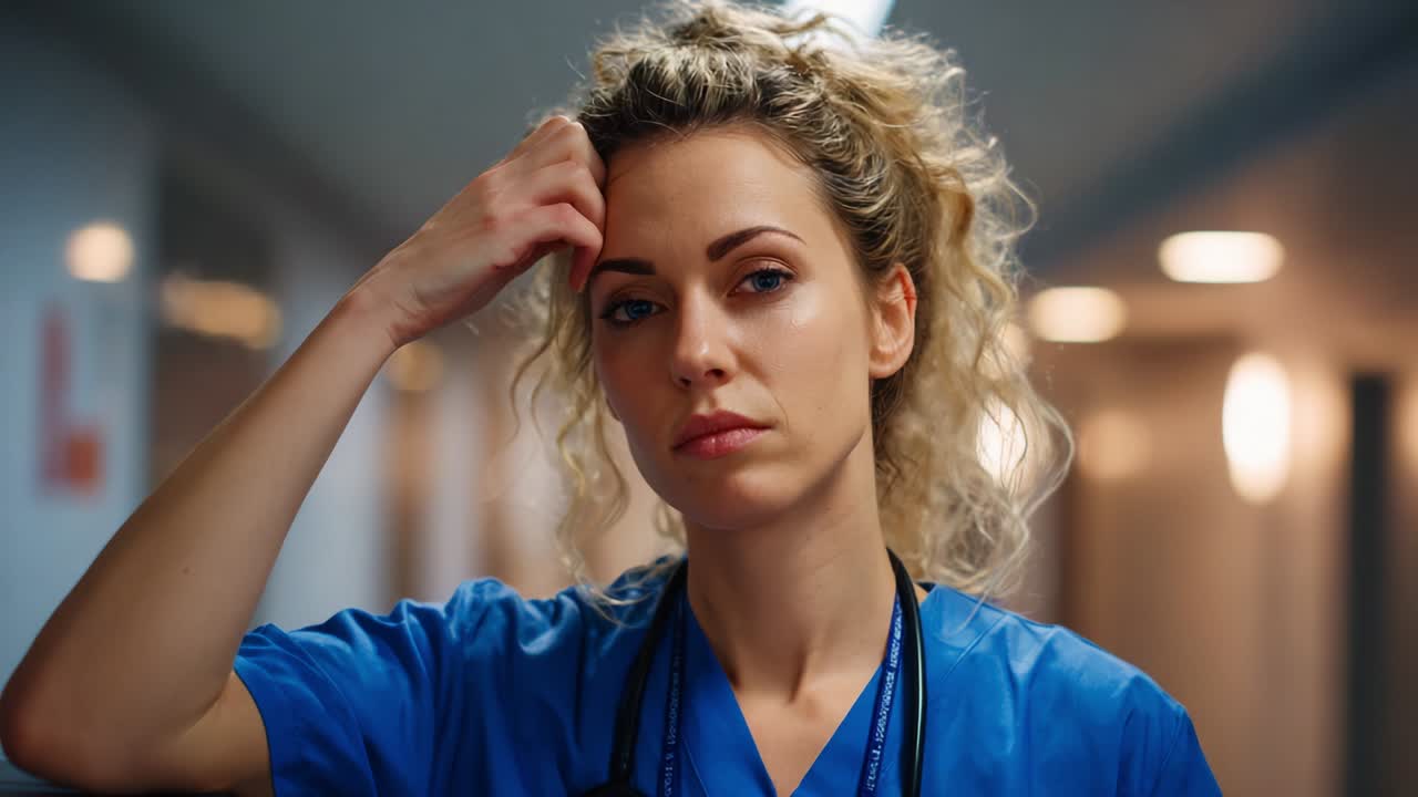 A concerned healthcare professional deep in thought reflects on the challenges faced in the medical field, highlighting moments of stress and pressure encountered in patient care and hospital environments