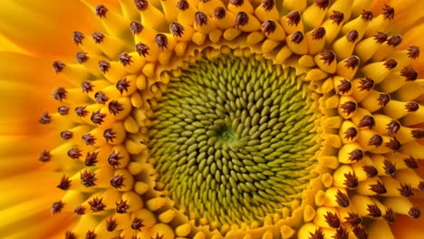 close-up of a sunflower's center