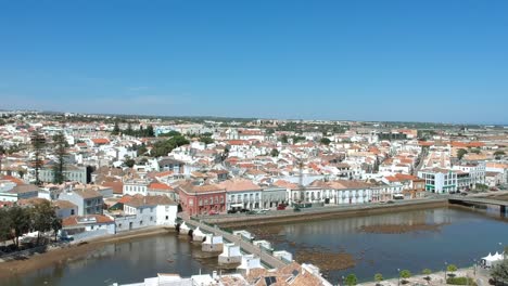 Aerial-View-Of-The-City-Of-Tavira-In-The-Algarve-Portugal