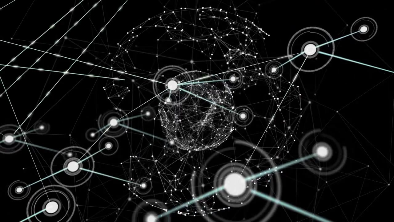 Animation of network of connections on black background
