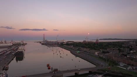 stunning sunset colours at dublin port 05- 4k cinematic drone footage - co.dublin - ireland