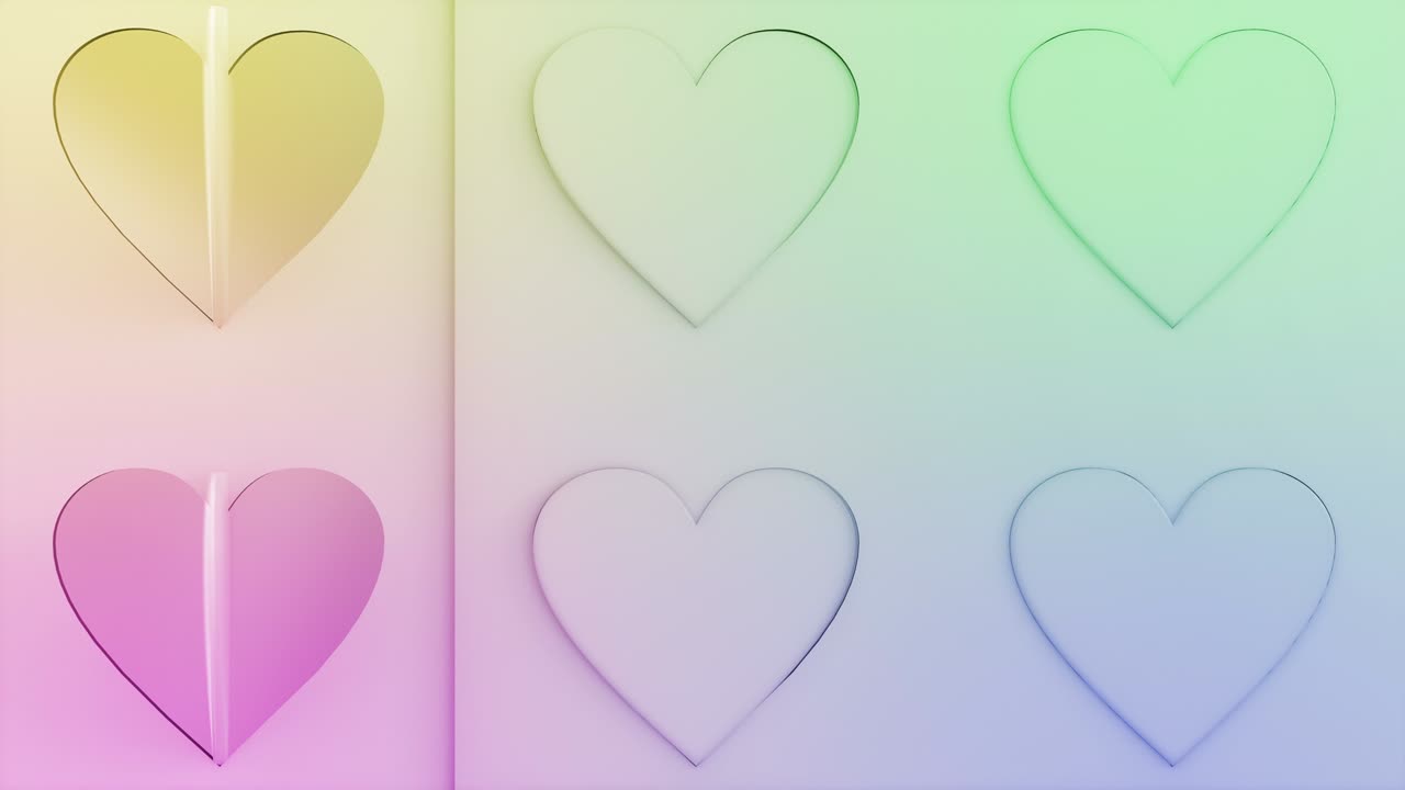 animación 3d mucho de corazones. signos de corazones están volviendo. patrón sin costuras.