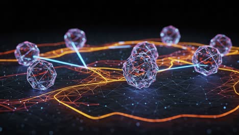 abstract representation of network connections: a futuristic visualization of nodes and pathways in an interconnected digital space