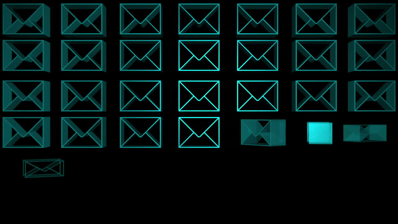 голубые конверты, появляющиеся в сетчатой анимации