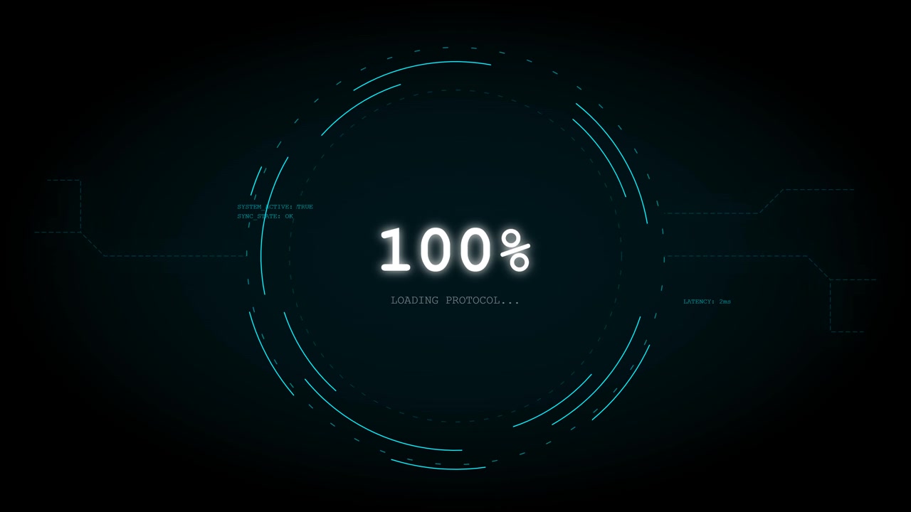 Barra di avanzamento di caricamento digitale con interfaccia HUD futuristica