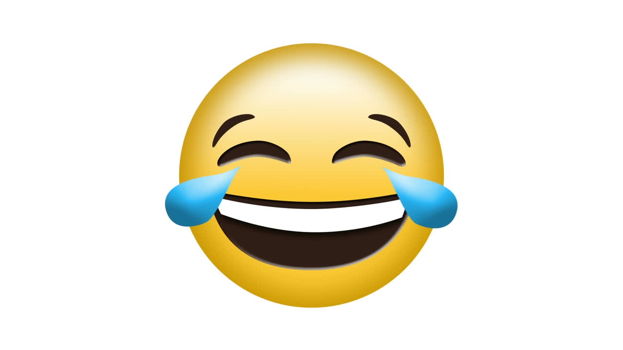 Animation of red pattern over smiling emoji icon on white background