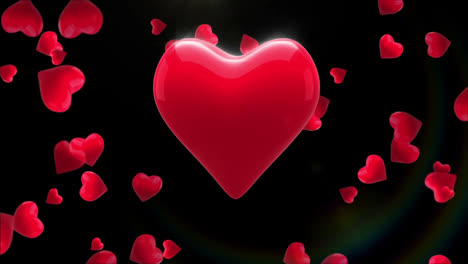 animación de los iconos de corazón en fondo negro