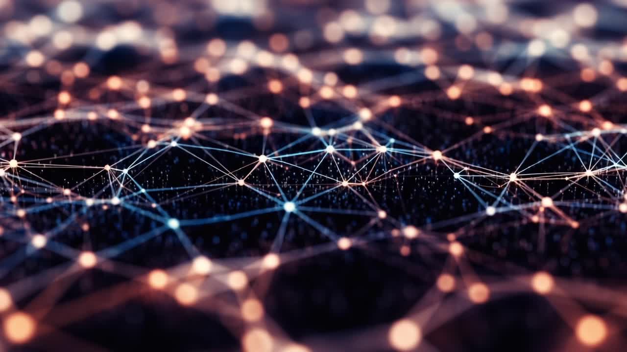 A Stunning Visualization of Interconnected Network Patterns Illuminating the Depths of Digital Connectivity Through Luminous Nodes and Vivid Lines