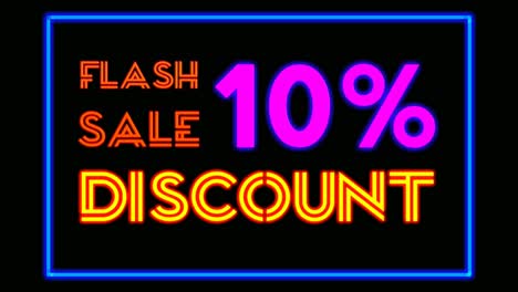 Neon-light-text-flash-sale-10-percent-Discount-on-black-background-black-friday,big-sale-event-for-shop,retail,-resort,bar-display-promotion-business-concept