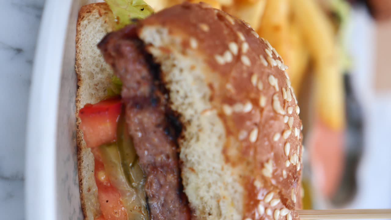 Delicious burger close-up