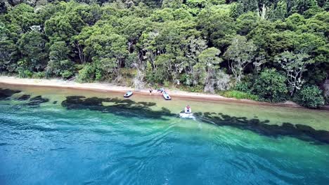 jet ski on a remote beach drone shot