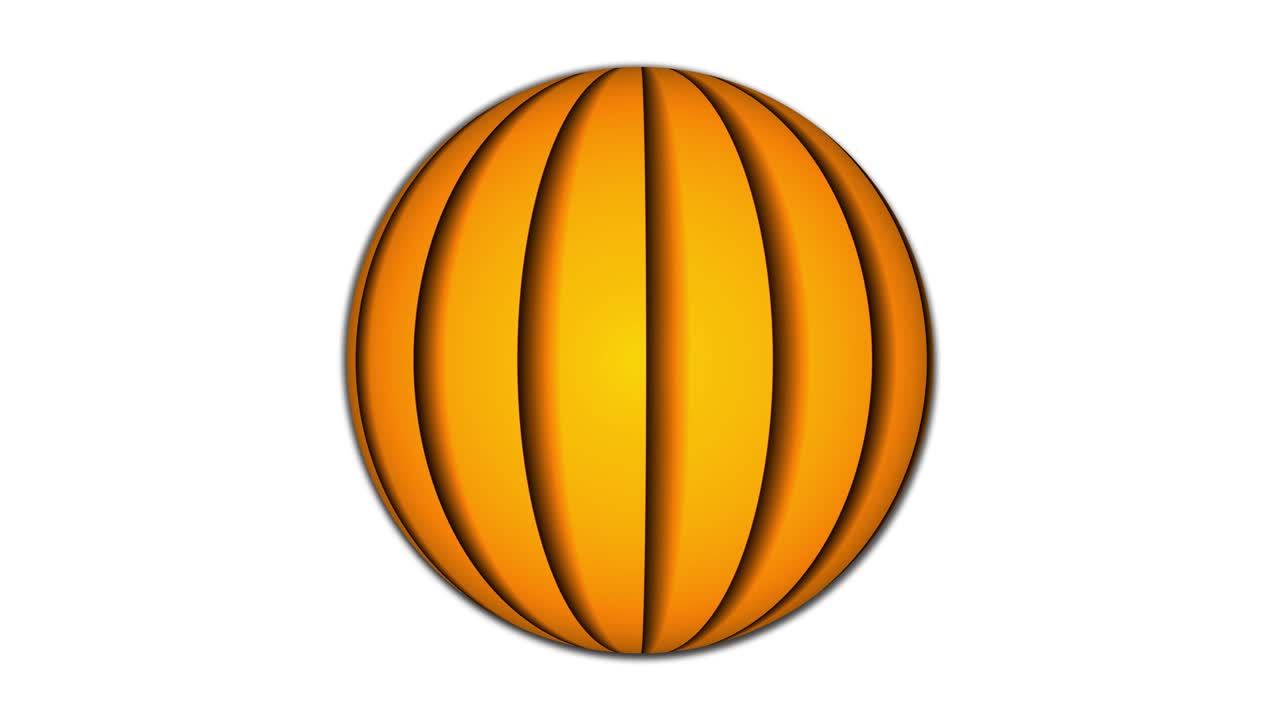 esfera abstracta en movimiento. esfera de color naranja animación giratoria. línea de rayas de color narenja unida a la esfera.
