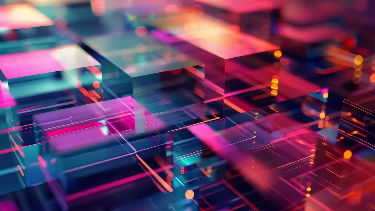 Abstract Colorful Glowing Cubes