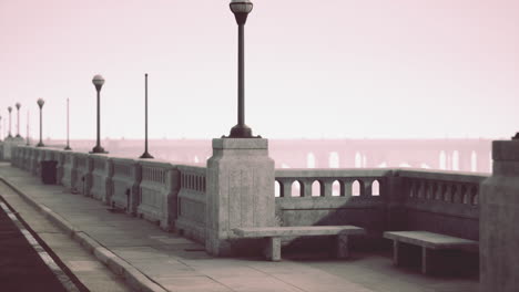 empty bridge walkway at dawn