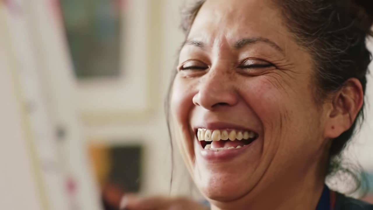 Creating Joyful Art While Laughing in a Vibrant Studio Setting