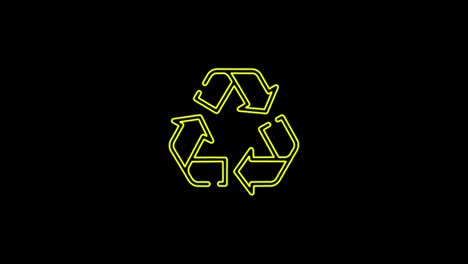 icono de flecha circular icono de símbolo de reciclaje abstracto animación sin costuras de líneas de neón 4k. hermosa animación de líneas de neón 4k video de primer plano.